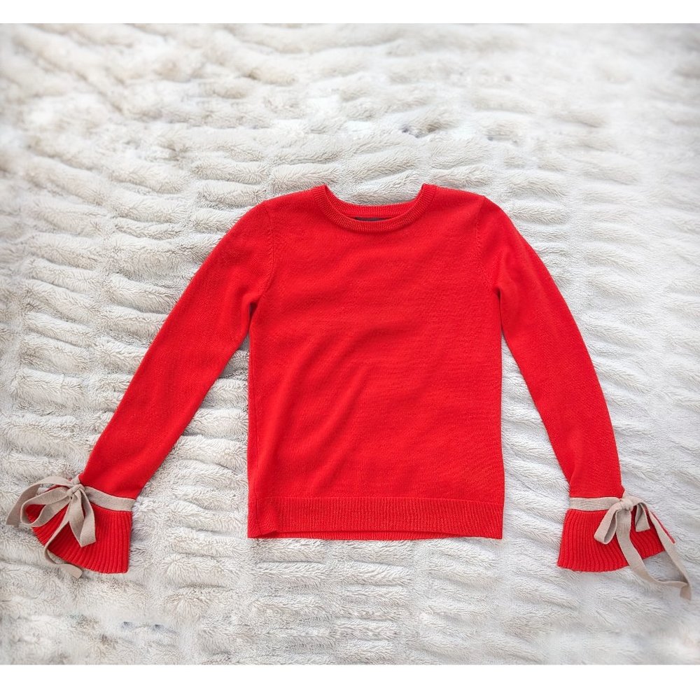 Anthro TABULA RASA Italian Yarn 100% MERINO WOOL Bow Sleeve sweater, Size XS / S